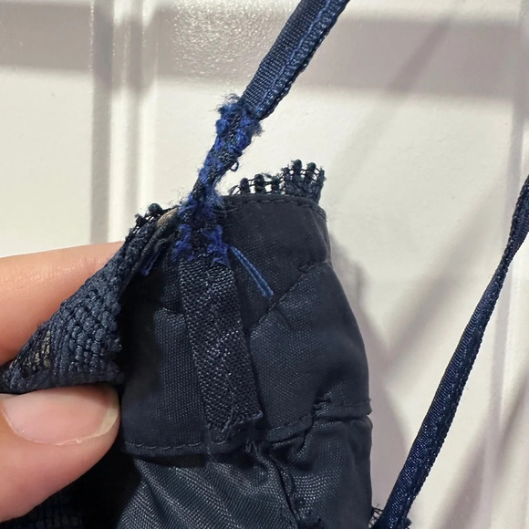 Vintage Rickie Freeman for T.J.Nites | nude lined navy lace mini dress | Size: 8 - Picture 9 of 11